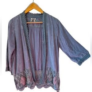 Gimmicks by BKE. Lace Trim Open Cardigan